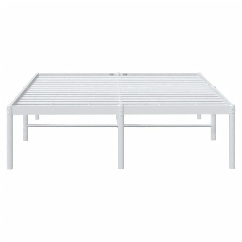 vidaXL Metal Bed Frame without Mattress White 135x190 cm