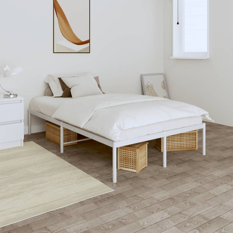 vidaXL Metal Bed Frame without Mattress White 135x190 cm