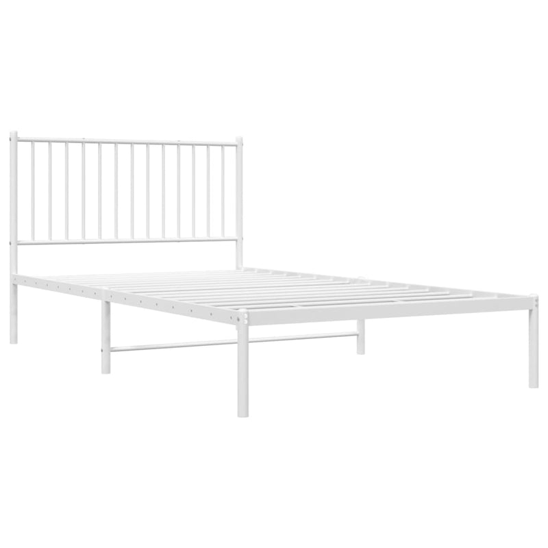 vidaXL Metal Bed Frame without Mattress with Headboard White 107x203 cm King Single