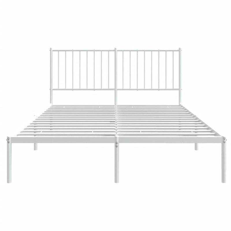 vidaXL Metal Bed Frame without Mattress with Headboard White 135x190 cm