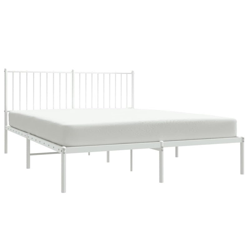 vidaXL Metal Bed Frame without Mattress with Headboard White 150x200 cm