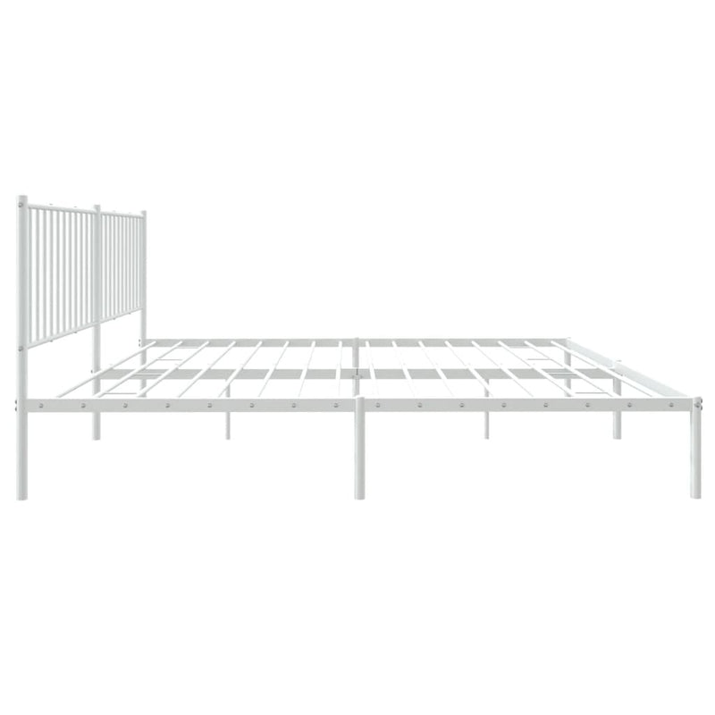 vidaXL Metal Bed Frame without Mattress with Headboard White 183x203 cm King