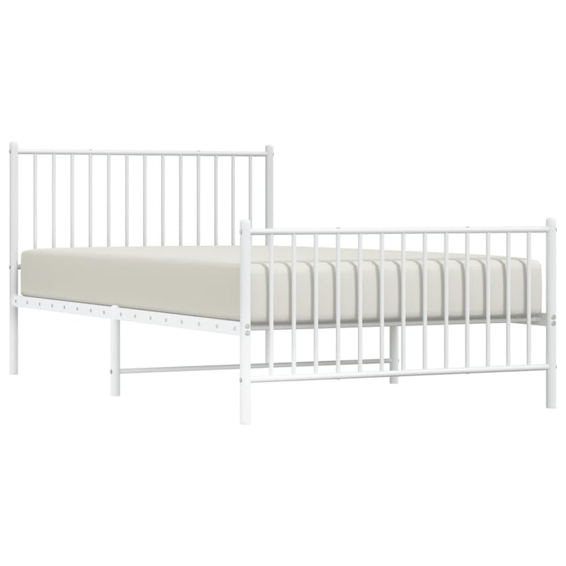 vidaXL Metal Bed Frame without Mattress with Footboard White 107x203 cm King Single