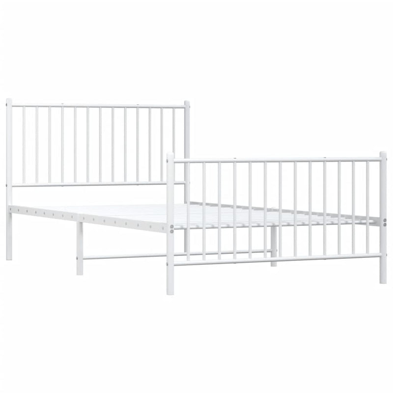 vidaXL Metal Bed Frame without Mattress with Footboard White 107x203 cm King Single