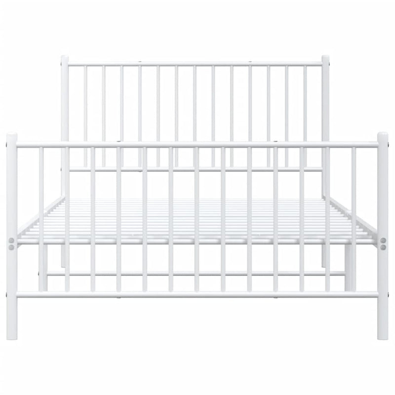 vidaXL Metal Bed Frame without Mattress with Footboard White 107x203 cm King Single