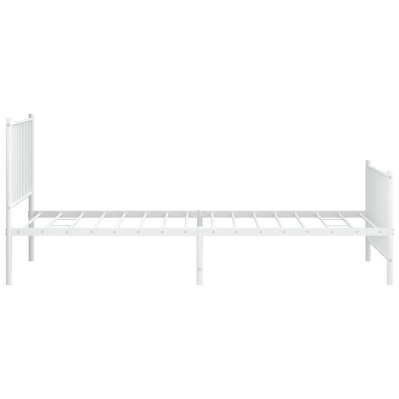 vidaXL Metal Bed Frame without Mattress with Footboard White 107x203 cm King Single