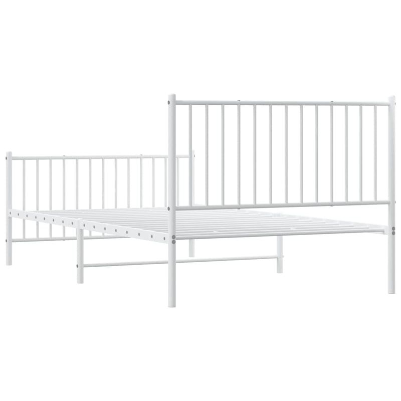 vidaXL Metal Bed Frame without Mattress with Footboard White 107x203 cm King Single