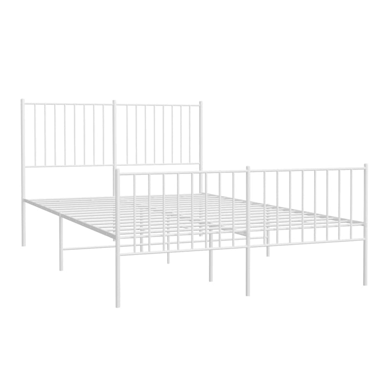 vidaXL Metal Bed Frame without Mattress with Footboard White 135x190 cm