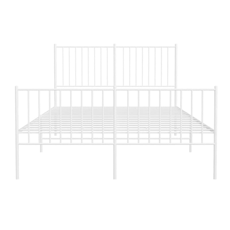 vidaXL Metal Bed Frame without Mattress with Footboard White 135x190 cm