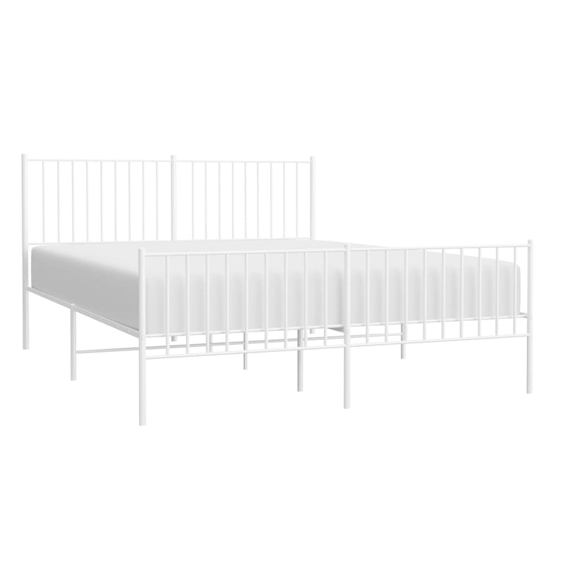vidaXL Metal Bed Frame without Mattress with Footboard White 150x200 cm