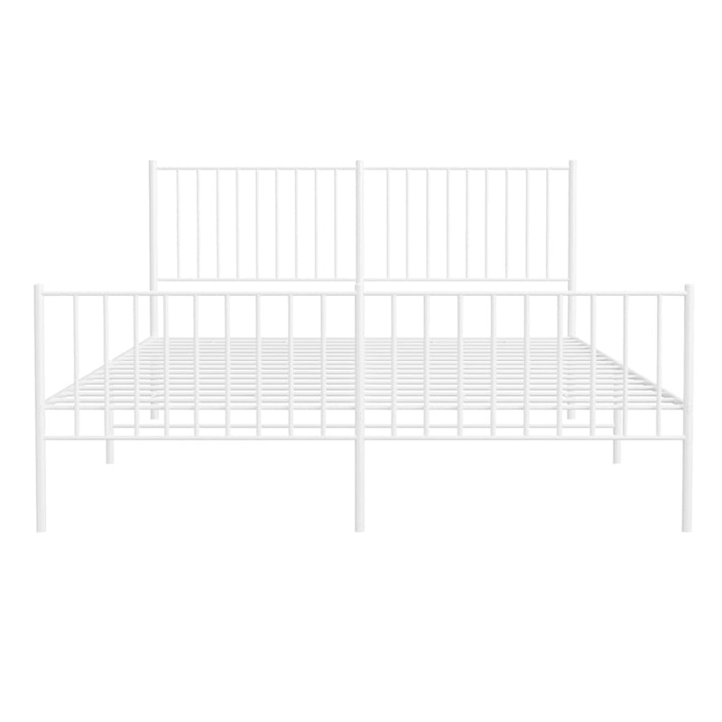 vidaXL Metal Bed Frame without Mattress with Footboard White 150x200 cm