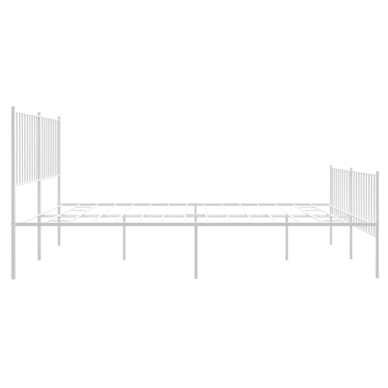 vidaXL Metal Bed Frame without Mattress with Footboard White 150x200 cm
