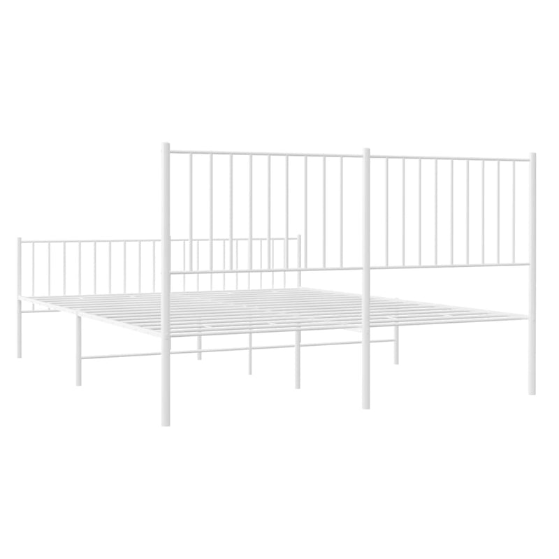 vidaXL Metal Bed Frame without Mattress with Footboard White 150x200 cm