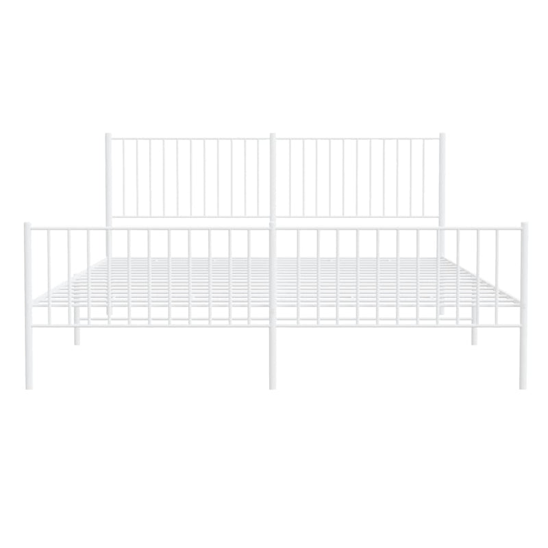 vidaXL Metal Bed Frame without Mattress with Footboard White 183x203 cm King