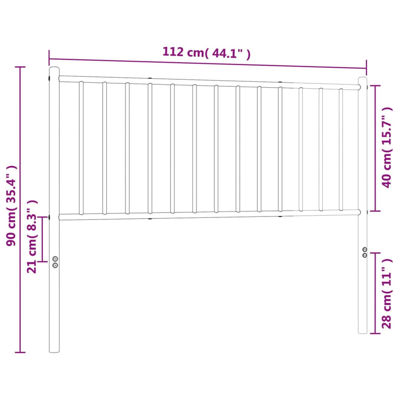 vidaXL Metal Headboard White 107 cm King Single