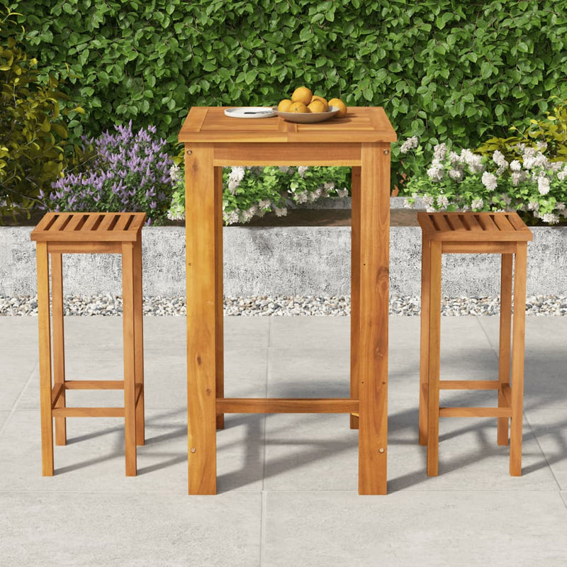 3 Piece Garden Dining Set Solid Wood Acacia