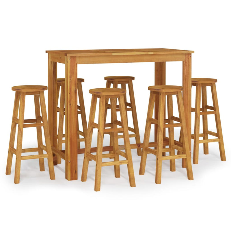 7 Piece Garden Dining Set Solid Wood Acacia