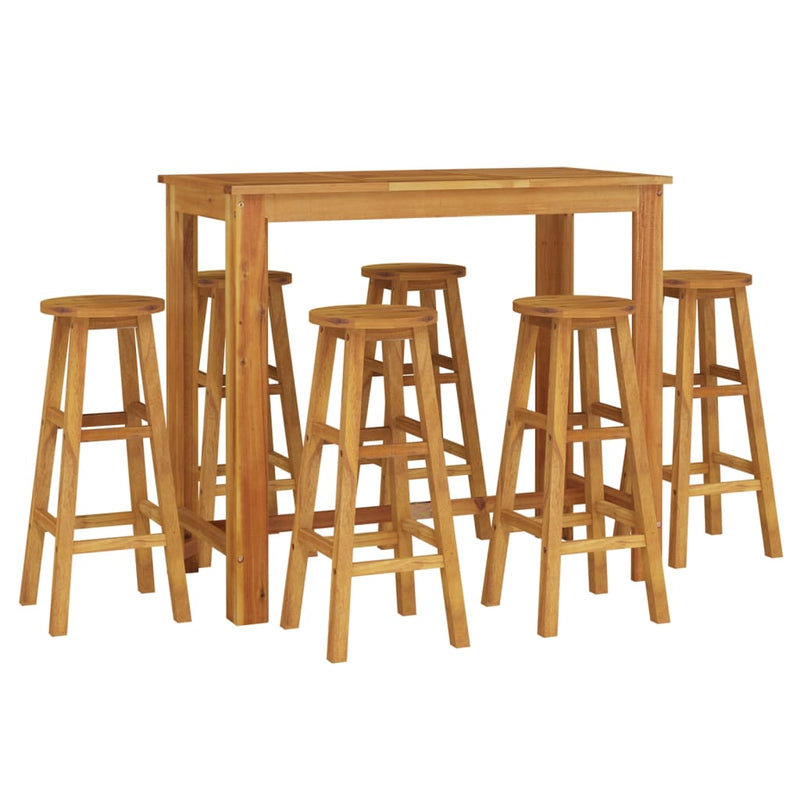 7 Piece Garden Dining Set Solid Wood Acacia