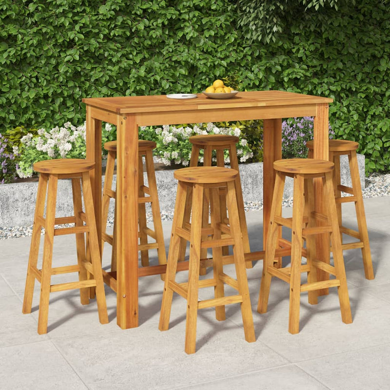 7 Piece Garden Dining Set Solid Wood Acacia