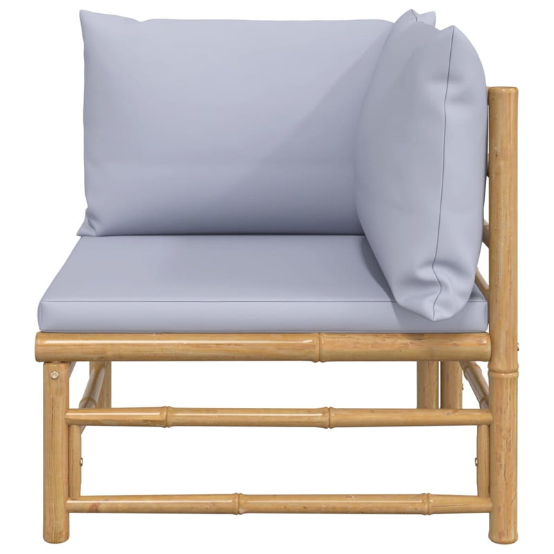 vidaXL Garden Corner Sofa with Light Grey Cushions Bamboo