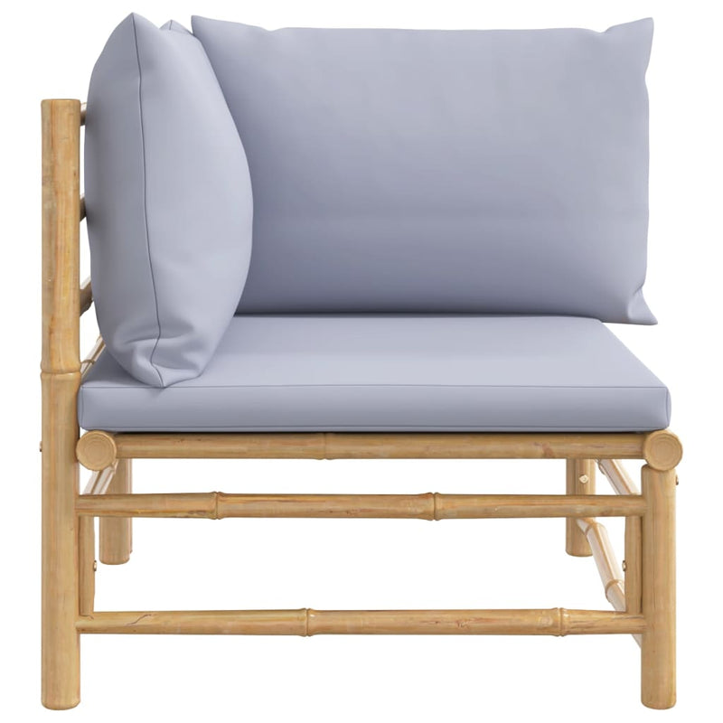 vidaXL Garden Corner Sofa with Light Grey Cushions Bamboo