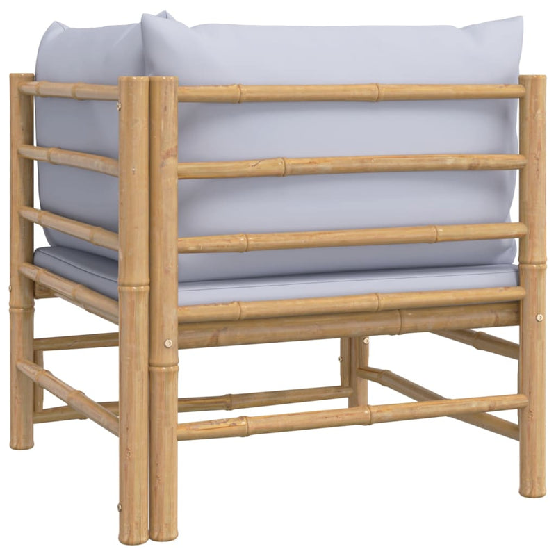 vidaXL Garden Corner Sofa with Light Grey Cushions Bamboo