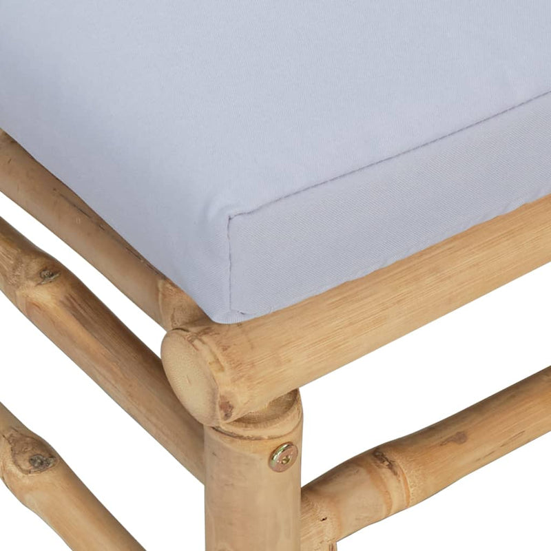 vidaXL Garden Corner Sofa with Light Grey Cushions Bamboo