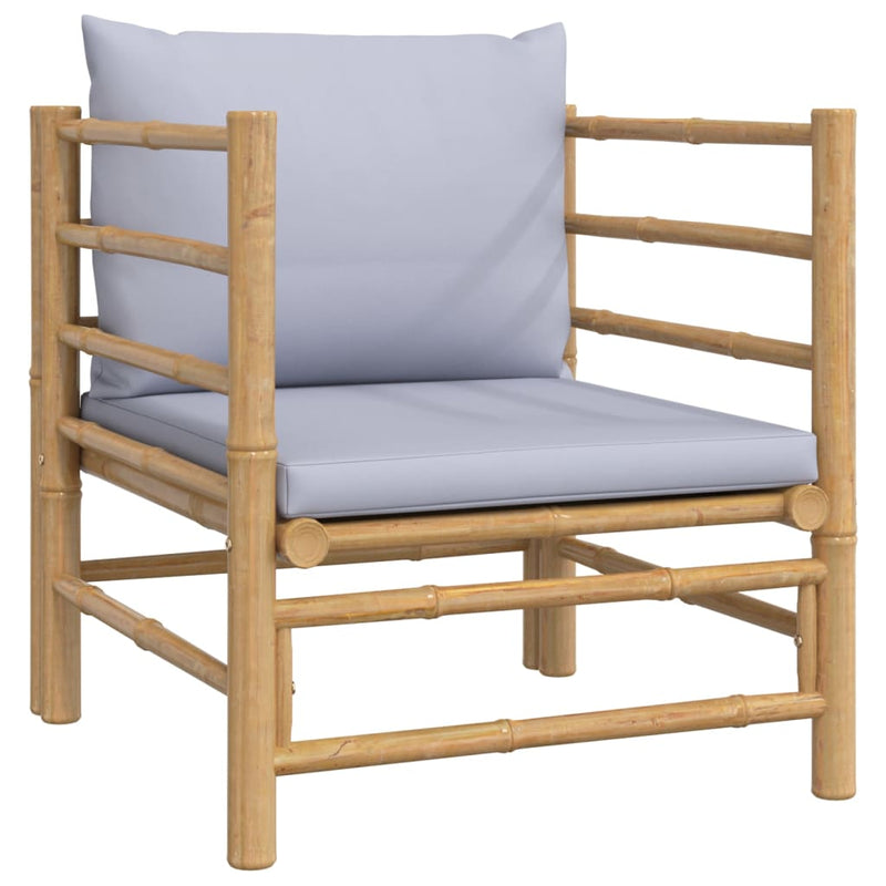vidaXL Garden Sofa with Light Grey Cushions Bamboo