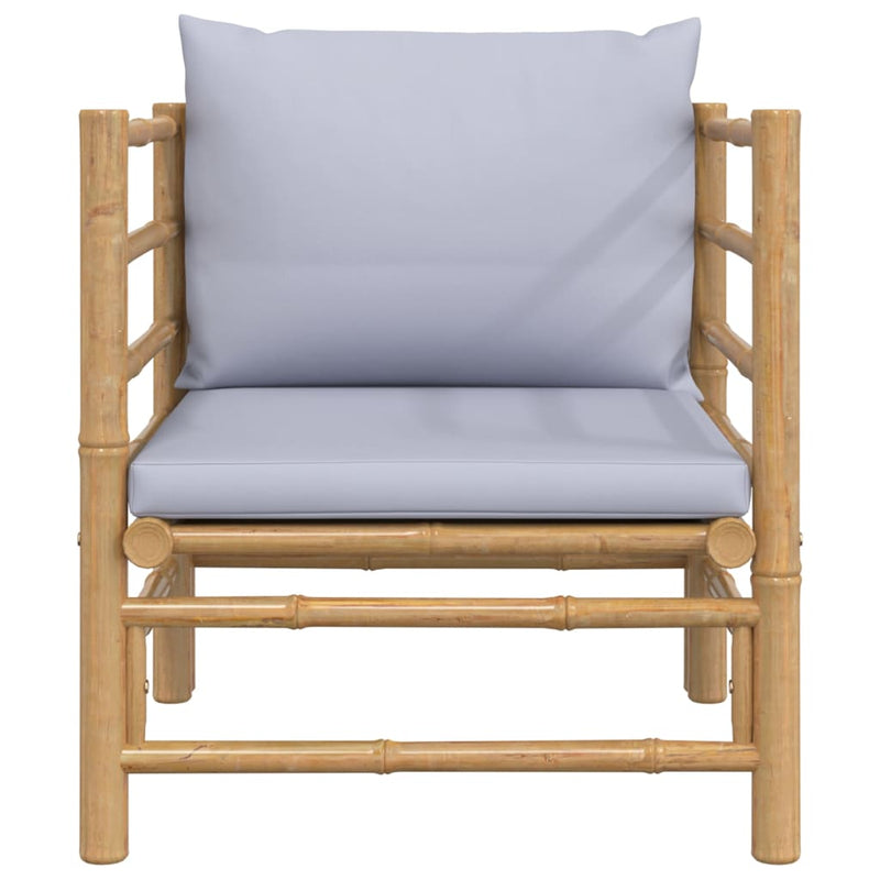 vidaXL Garden Sofa with Light Grey Cushions Bamboo