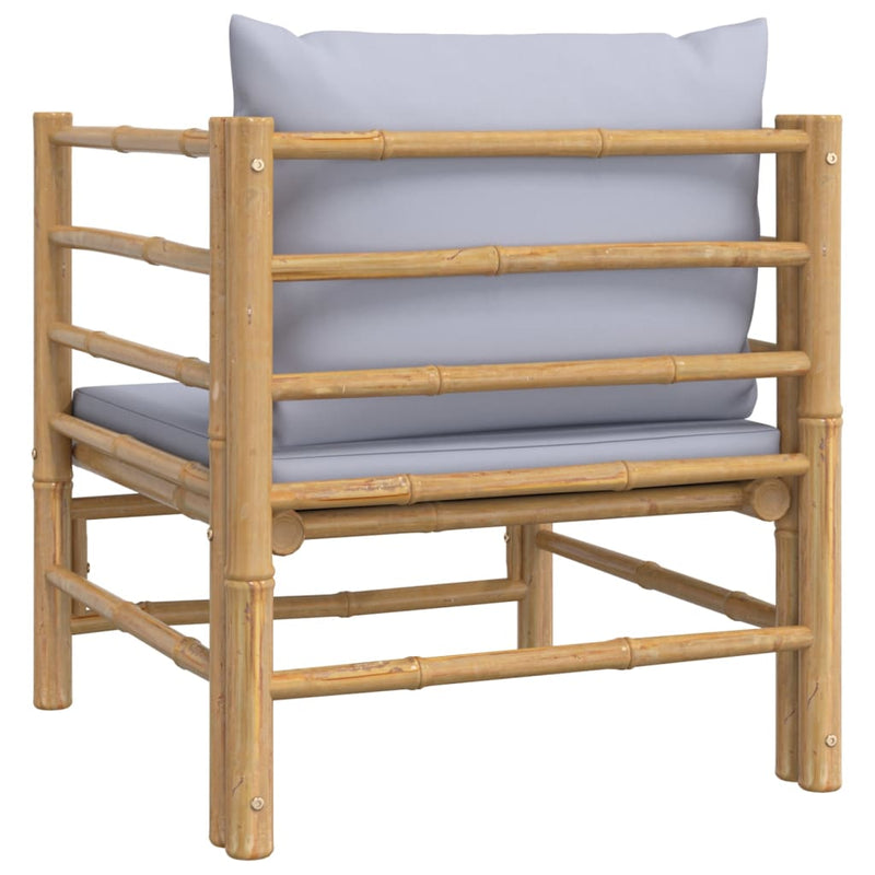 vidaXL Garden Sofa with Light Grey Cushions Bamboo