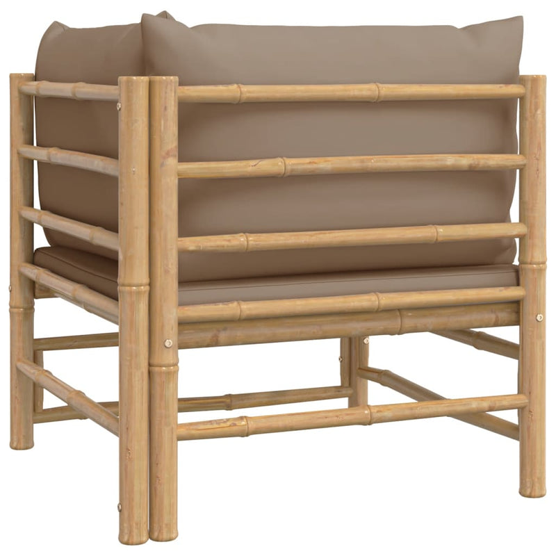 vidaXL Garden Corner Sofa with Taupe Cushions Bamboo