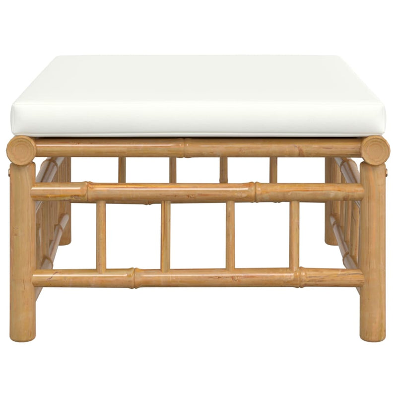 vidaXL Garden Footstool with Cream White Cushion Bamboo