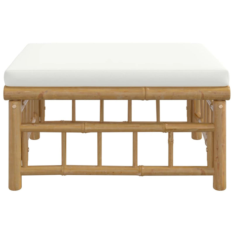 vidaXL Garden Footstool with Cream White Cushion Bamboo