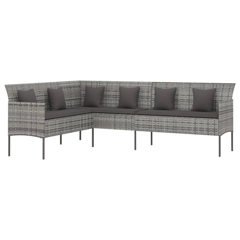 vidaXL 2 Piece Garden Dining Set with Cushions Grey Poly Rattan