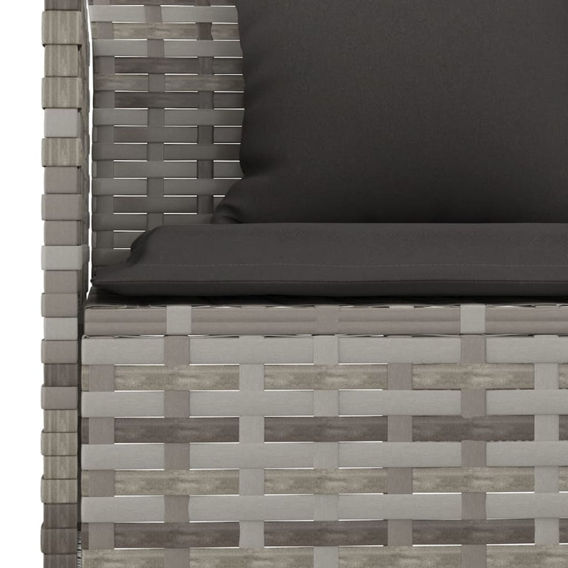vidaXL 2 Piece Garden Dining Set with Cushions Grey Poly Rattan