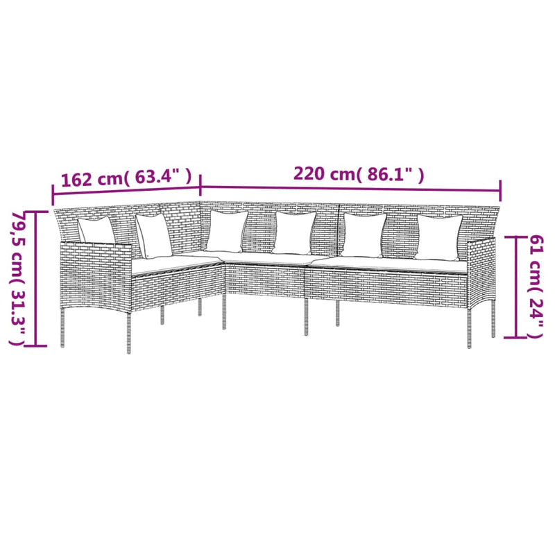 vidaXL 2 Piece Garden Dining Set with Cushions Grey Poly Rattan