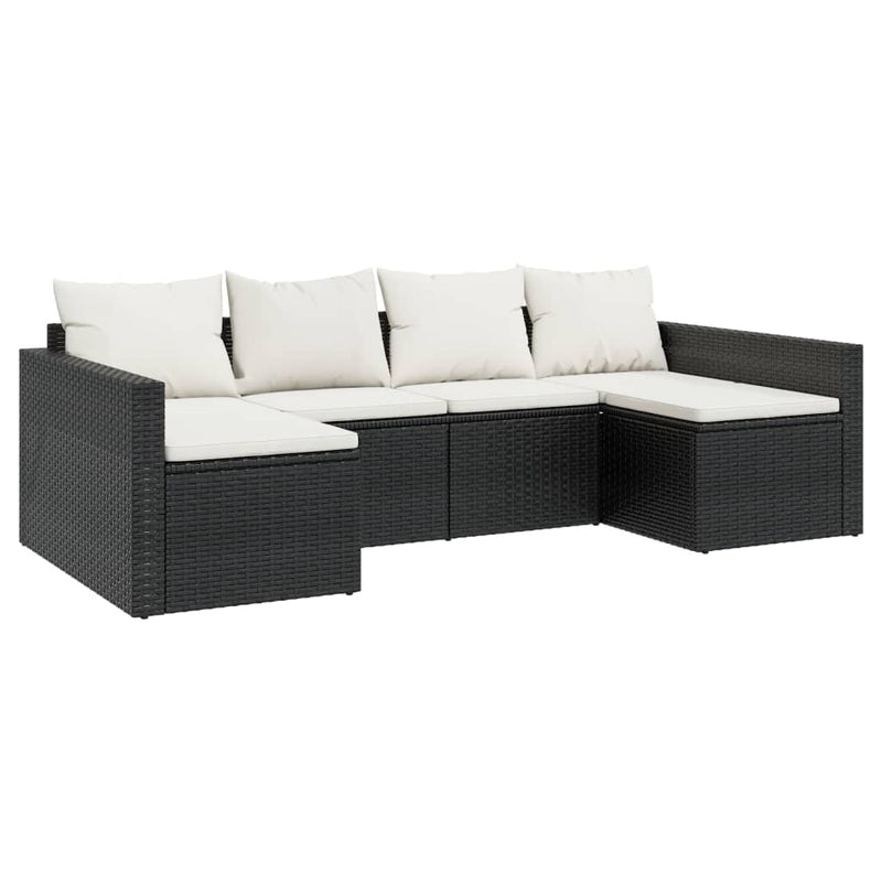 vidaXL 2 Piece Garden Lounge Set with Cushions Black Poly Rattan