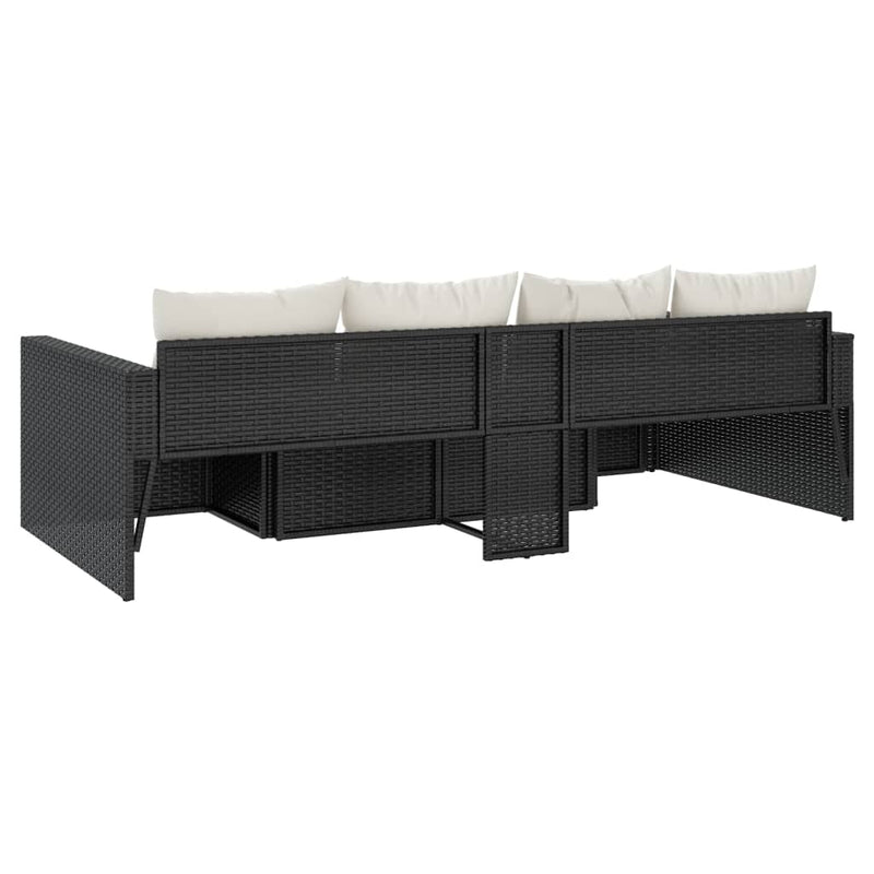 vidaXL 2 Piece Garden Lounge Set with Cushions Black Poly Rattan