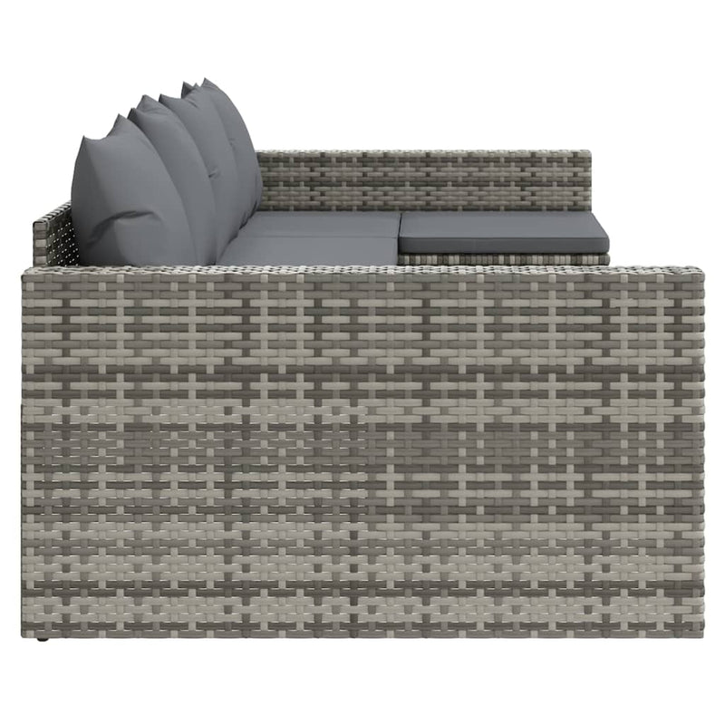 vidaXL 2 Piece Garden Lounge Set with Cushions Grey Poly Rattan