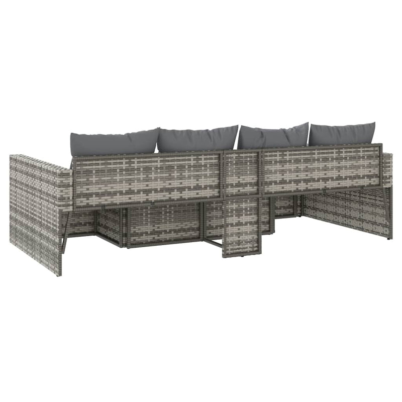 vidaXL 2 Piece Garden Lounge Set with Cushions Grey Poly Rattan