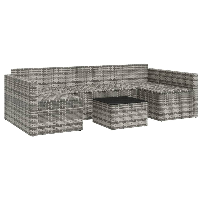 vidaXL 2 Piece Garden Lounge Set with Cushions Grey Poly Rattan