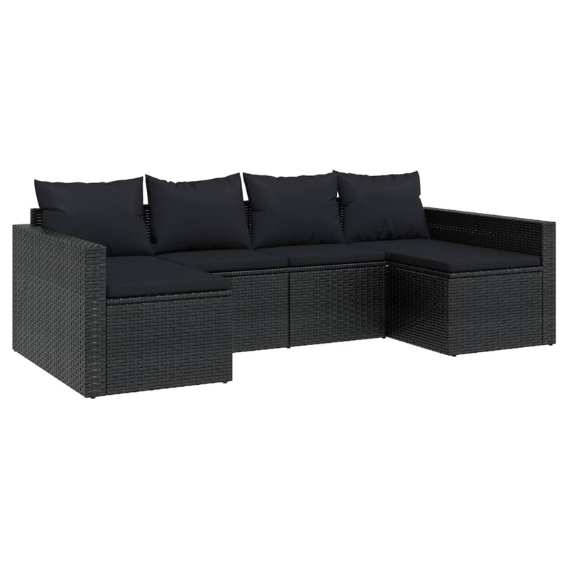 vidaXL 2 Piece Garden Lounge Set with Cushions Black Poly Rattan