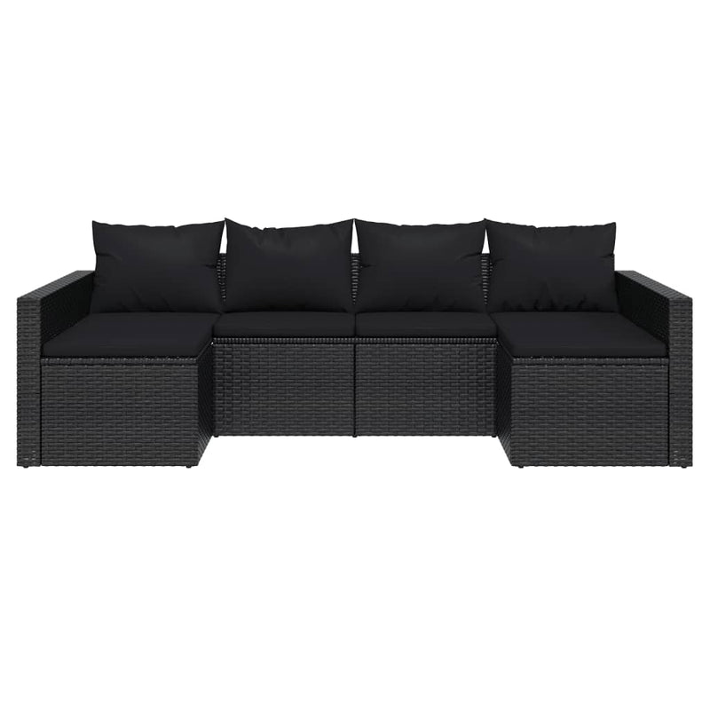vidaXL 2 Piece Garden Lounge Set with Cushions Black Poly Rattan