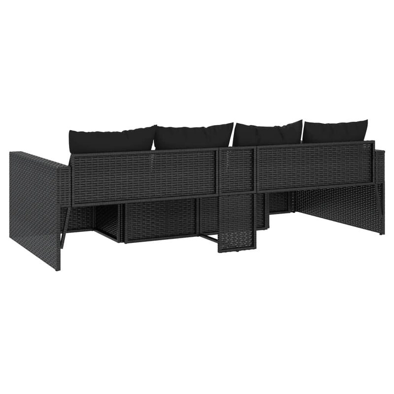 vidaXL 2 Piece Garden Lounge Set with Cushions Black Poly Rattan
