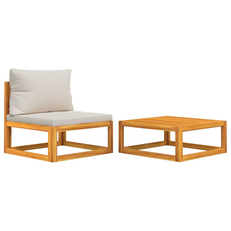 vidaXL 2 Piece Garden Sofa Set with Cushions Solid Wood Acacia