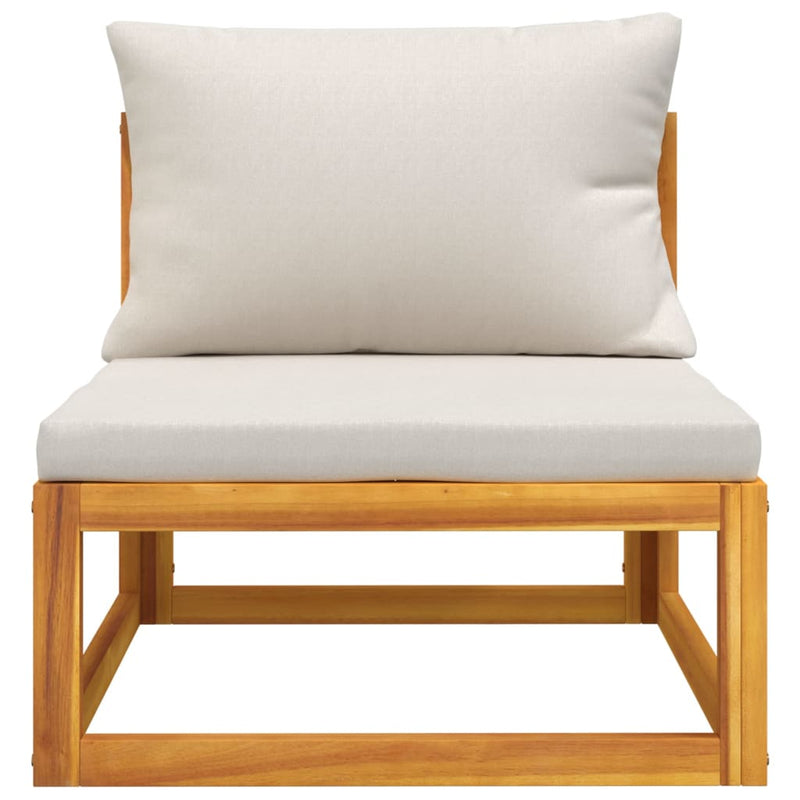 vidaXL Garden Middle Sofa with Light Grey Cushions Solid Wood Acacia