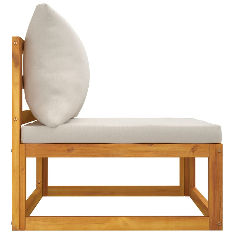 vidaXL Garden Middle Sofa with Light Grey Cushions Solid Wood Acacia