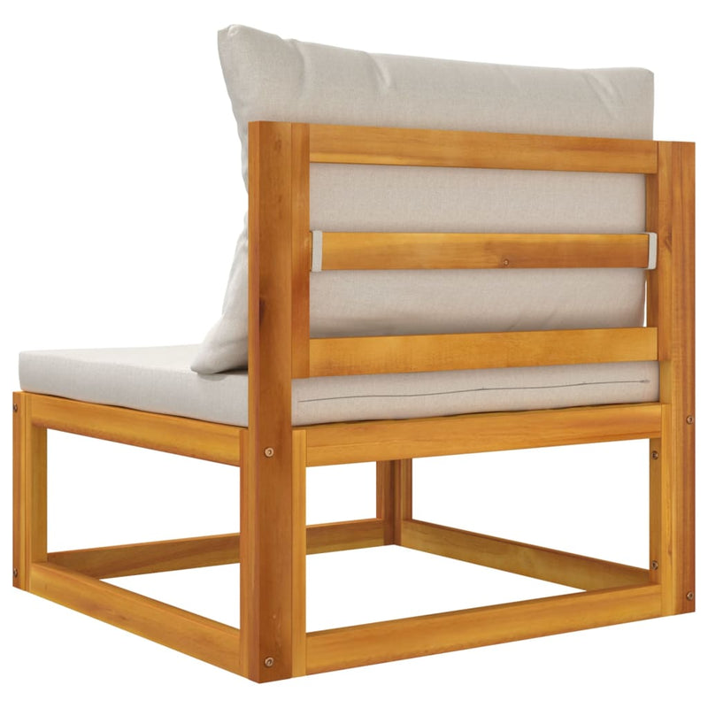 vidaXL Garden Middle Sofa with Light Grey Cushions Solid Wood Acacia