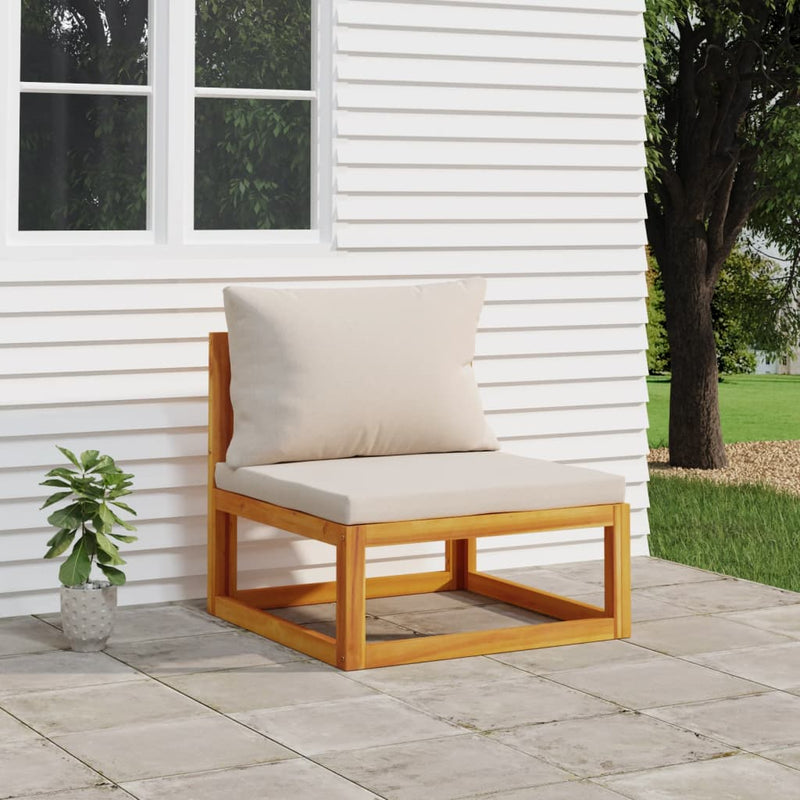 vidaXL Garden Middle Sofa with Light Grey Cushions Solid Wood Acacia