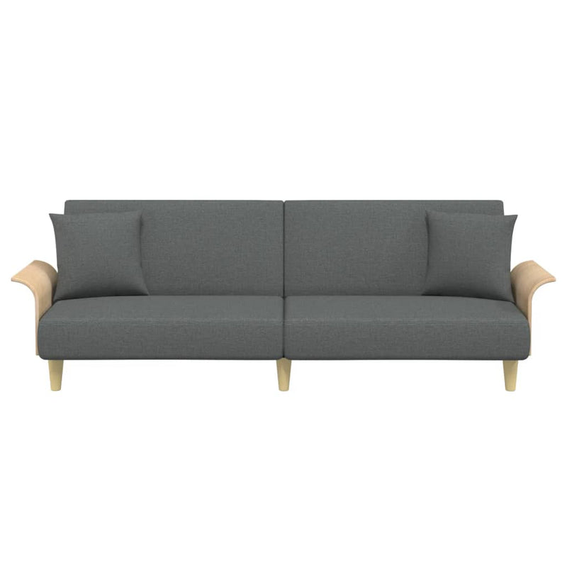 vidaXL Sofa Bed with Armrests Dark Grey Fabric